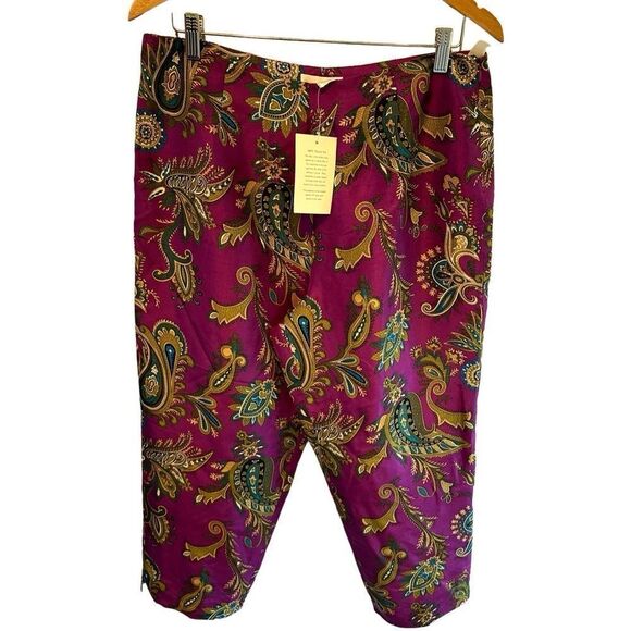 NEW Worthington Silk Paisley Capri Pants Woman’s size 14